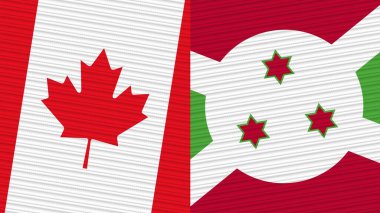 Burundi and Canada Two Half Flags Together Fabric Texture Illustration