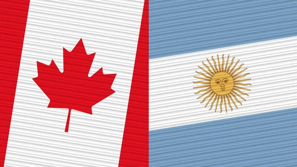 Argentina Canada Two Half Flags Together Fabric Texture Illustration — Stock Fotó