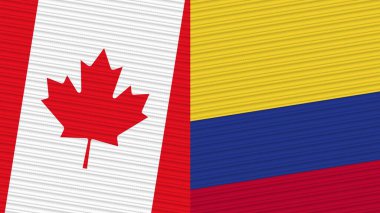 Colombia and Canada Two Half Flags Together Fabric Texture Illustration