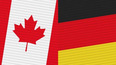 Almanya ve Kanada İki Yarım Bayrak Birlikte Kumaş Doku İllüstrasyonu