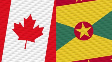 Grenada ve Kanada İki Yarım Bayrak Birlikte Kumaş Doku Çizimi