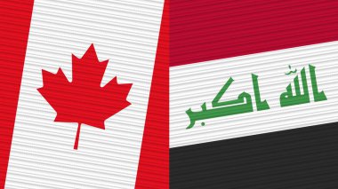 Irak ve Kanada İki Yarım Bayrak Birlikte Kumaş Çizim