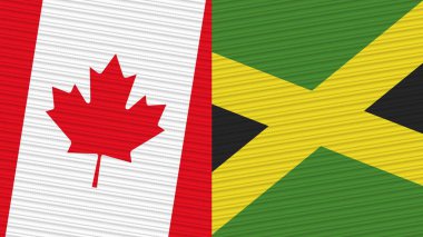 Jamaika ve Kanada İki Yarım Bayrak Birlikte Kumaş Doku Çizimi