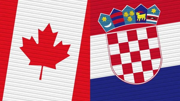 Хорватия Канада Два Полуфлага Вместе Иллюстрация Текстуры Ткани — стоковое фото