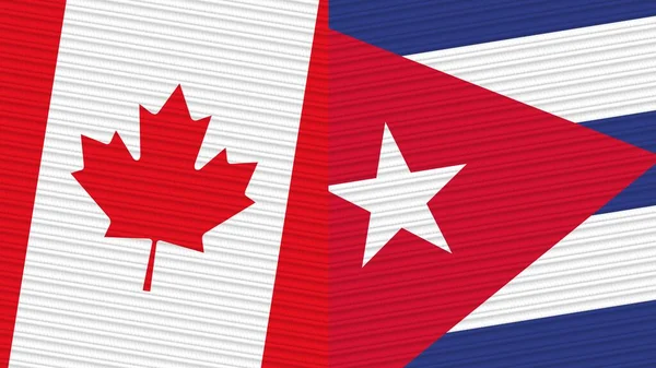 Cuba Canada Two Half Flags Together Fabric Texture Illustration — Φωτογραφία Αρχείου