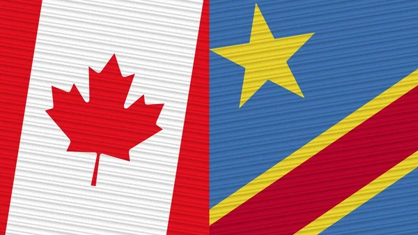 Democratische Republiek Congo Canada Twee Halve Vlaggen Samen Textuur Illustratie — Stockfoto