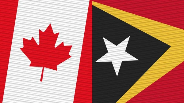 Osttimor Und Kanada Zwei Halbe Flaggen Zusammen Textur Illustration — Stockfoto