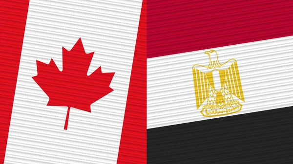 Egypt Canada Two Half Flags Together Fabric Texture Illustration — Foto Stock