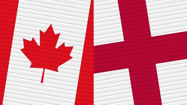 Ngiltere Kanada Yarım Bayrak Birlikte Kumaş Doku Llüstrasyonu — Stok fotoğraf