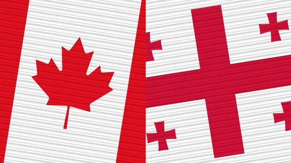 Грузия Канада Два Полуфлага Вместе Иллюстрация Текстуры Ткани — стоковое фото