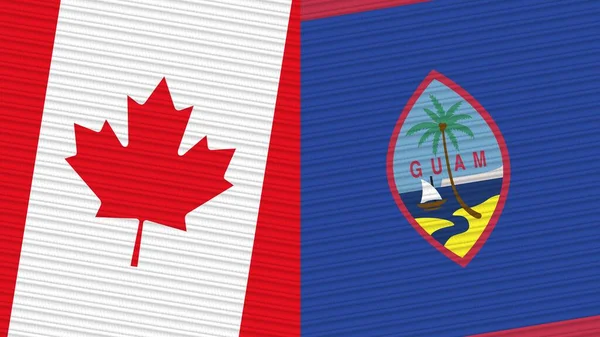 Guam Canada Two Half Flags Together Fabric Texture Illustration — Stock Fotó