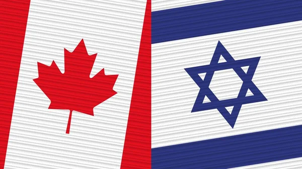 Israël Canada Twee Halve Vlaggen Samen Textuur Illustratie — Stockfoto