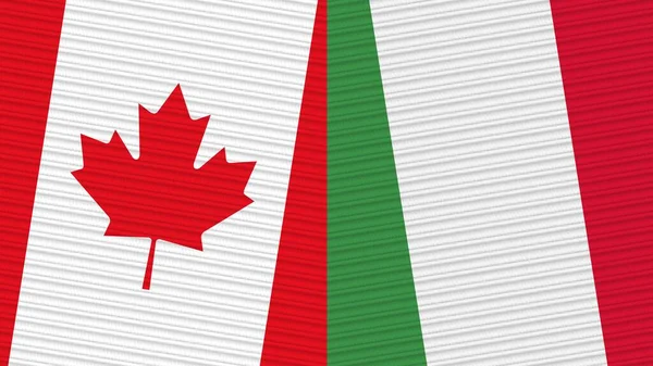 Italië Canada Twee Halve Vlaggen Samen Textuur Illustratie — Stockfoto