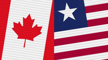 Liberya ve Kanada Birlikte İki Yarım Bayrak Kumaş Çizimi