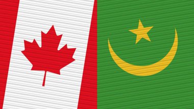 Moritanya ve Kanada İki Yarım Bayrak Birlikte Kumaş Doku Çizimi