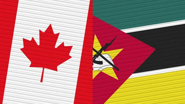 Mozambique Canadá Dos Medias Banderas Juntas Textura Tela Ilustración —  Fotos de Stock