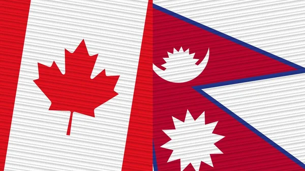 Nepal Canada Twee Halve Vlaggen Samen Stof Textuur Illustratie — Stockfoto