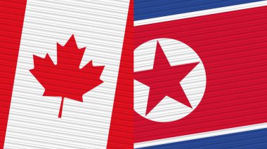 Kuzey Kore ve Kanada İki Yarım Bayrak Kumaş Doku İllüstrasyonu