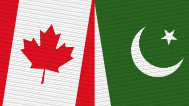 Pakistan ve Kanada İki Yarım Bayrak Birlikte Kumaş Doku Çizimi
