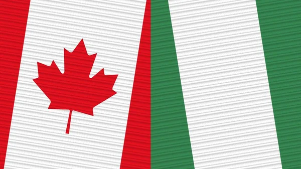 Nigeria Und Kanada Zwei Halbe Flaggen Zusammen Textur Illustration — Stockfoto