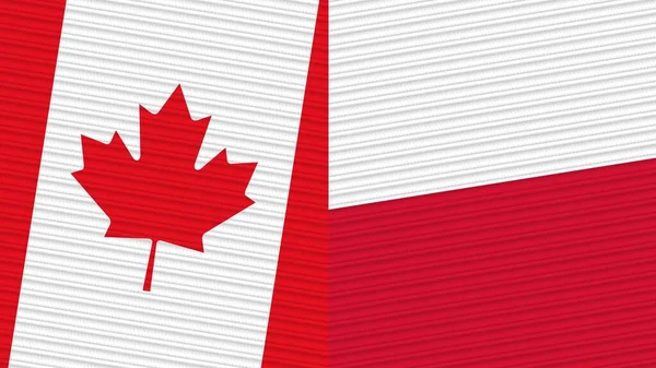 Polen Canada Twee Halve Vlaggen Samen Textuur Illustratie — Stockfoto