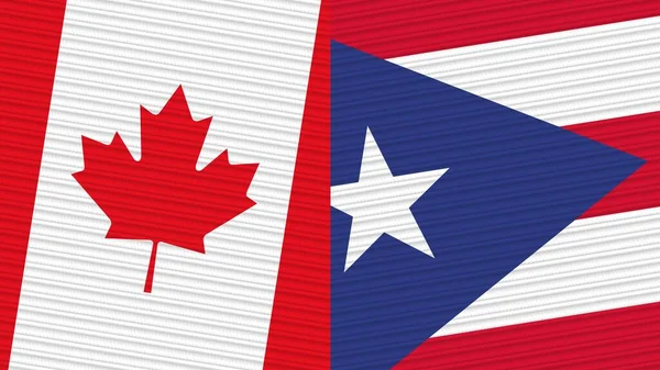 Puerto Rico Canada Two Half Flags Together Fabric Texture Illustration — Stock Photo, Image