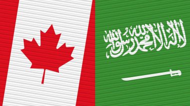 Suudi Arabistan ve Kanada İki Yarım Bayrak Birlikte Kumaş Resim