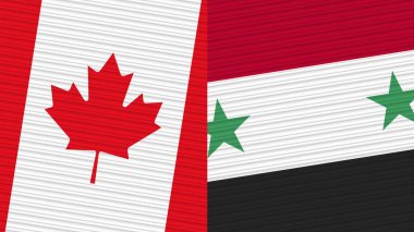 Suriye ve Kanada İki Yarım Bayrak Birlikte Kumaş Doku İllüstrasyonu