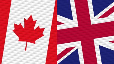 Birleşik Krallık ve Kanada İki Yarım Bayrak Birlikte Kumaş Doku İllüstrasyonu