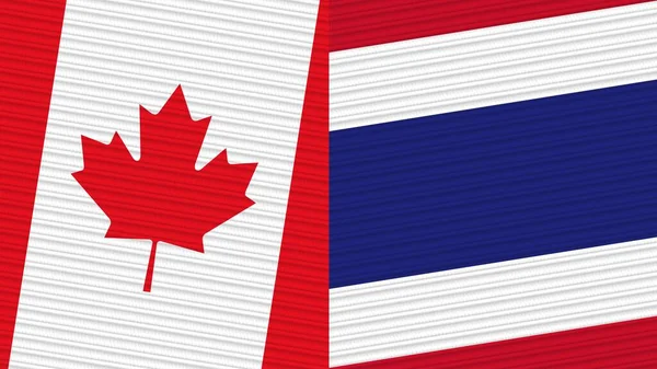Illustration Texture Tissu Deux Demi Drapeaux Thaïlande Canada — Photo