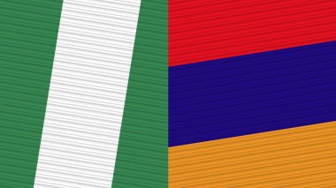 Ermenistan ve Nijerya Birlikte İki Yarım Bayrak Kumaş Çizimi