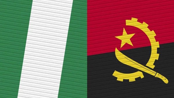 Angola Nigeria Dos Medias Banderas Juntas Textura Tela Ilustración — Foto de Stock