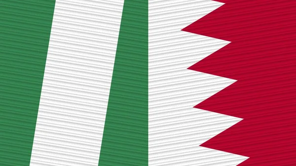 Бахрейн Нігерія Дві Половини Прапорів Разом Ілюстрації Текстури Тканини — стокове фото