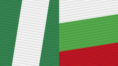 Bulgaristan ve Nijerya Birlikte İki Yarım Bayrak Kumaş Çizimi