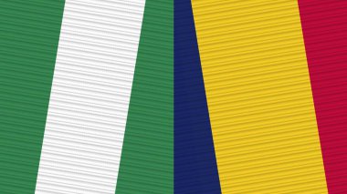 Chad ve Nijerya İki Yarım Bayrak Birlikte Kumaş Doku Çizimi