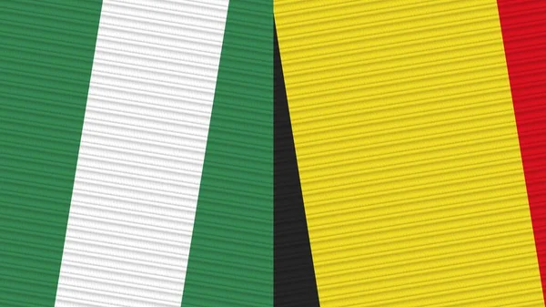 Belgien Und Nigeria Zwei Halbe Flaggen Zusammen Textur Illustration — Stockfoto