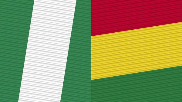 Bolívie Nigérie Dvě Poloviční Vlajky Dohromady Textilní Textury Ilustrace — Stock fotografie