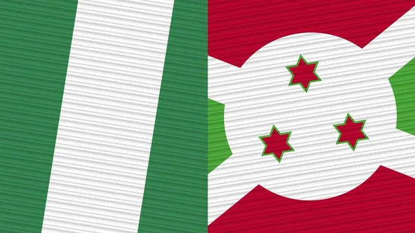 Burundi Nigeria Two Half Flags Together Fabric Texture Illustration — Stock Fotó