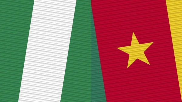 Kamerun Und Nigeria Zwei Halbe Flaggen Zusammen Textur Illustration — Stockfoto
