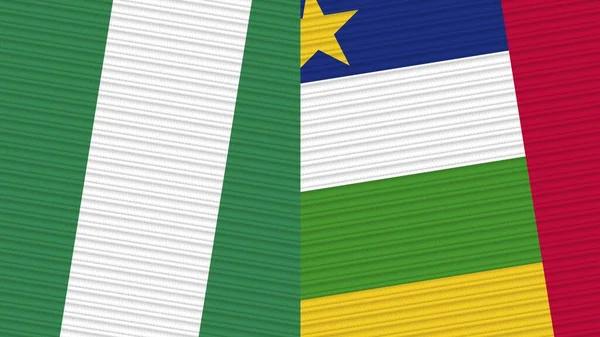 中非共和国和尼日利亚两个半旗一起织造纹理图解 — 图库照片