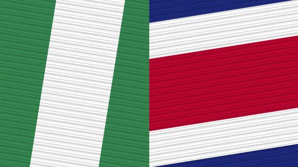 Costa Rica Nigeria Two Half Flags Together Fabric Texture Illustration — Stock Photo, Image