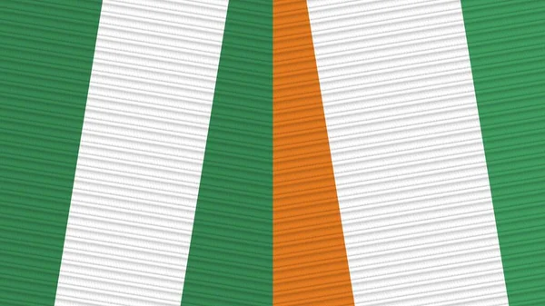 Cote Lvoire Nigeria Two Half Flags Together Fabric Texture Illustration — Stockfoto