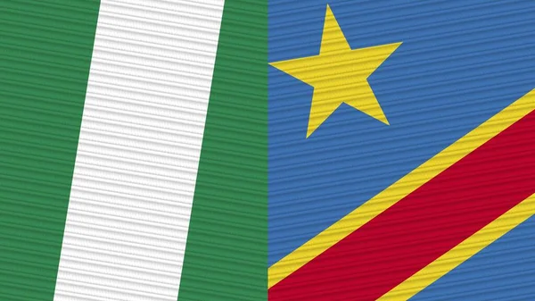 Democratic Republic Congo Nigeria Two Half Flags Together Fabric Texture — Stock Fotó