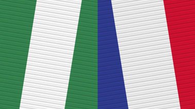 Fransa ve Nijerya Birlikte İki Yarım Bayrak Kumaş Çizimi