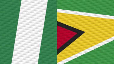 Guyana ve Nijerya İki Yarım Bayrak Birlikte Kumaş Çizimi
