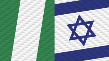 İsrail ve Nijerya Birlikte İki Yarım Bayrak Kumaş Çizimi