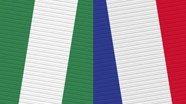 France Nigeria Two Half Flags Together Fabric Texture Illustration — Stock Fotó