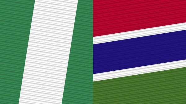 Gambia Nigeria Two Half Flags Together Fabric Texture Illustration — Stock Fotó