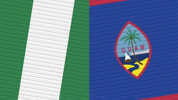 Guam Nigeria Two Half Flags Together Fabric Texture Illustration — Stock Fotó