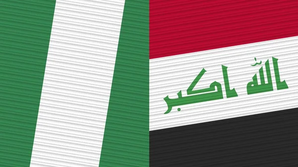 Iraq Nigeria Two Half Flags Together Fabric Texture Illustration — Stock Photo, Image